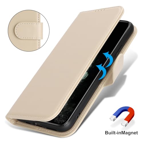 Image of for iPhone 11 Pro Max Case Wallet with Card Holder,for iPhone 11 Pro Max Wallet Case for Women Men,PU Leather Shockproof Magnetic Buckle Stand Flip Phone Case-Beige