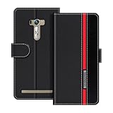 UOGNADGD Lederhülle Kompatibel mit Asus ZenFone Selfie ZD551KL Klappbares Portemonnaie-Hülle mit Magnetverschluss Ständer & Kartenfächern stoßfestem Schutz (Schwarz)