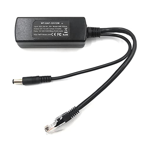 PoE Texas IEEE 802.3af 12v Splitter - Power Over Ethernet Single PoE Splitter 12v 12w Gigabit Data - Active Opto-Isolated Protection for 12 Volt DC Powered Devices, IP Camera, Foscam, Arduino by PoE Texas - Used condition - US$15.08