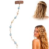 Accessorio capelli sirena con stella marina e perline blu, clip capelli conchiglia boho con fermaglio nascosto per spiaggia, vacanza, matrimonio e festival (A)