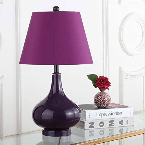 Safavieh Lighting Collection Amy Modern Contemporary Dark Purple Gourd Glass 24-Inch Bedroom Living Room Home Office Desk Nightstand Table Lamp Set Of 2 (Led Bulbs Included) #TOP2