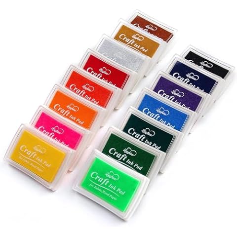 Lsushine Craft Ink Pad Stamps Partner DIY Color,15 Color Craft Ink Pad for Stamps, Paper, Wood Fabric (Pack of 15) Cover