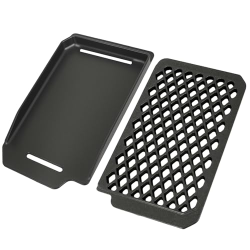 WELL GRILL Gusseisen Grillrost & Plancha Platte für SEVERIN SEVO Elektrogrill, Grill Plancha Grillplatte Gussrost Zubehör für Severin Sevo GT/GS/PG 8106 8107 8138 8139 8119 Kontaktgrill