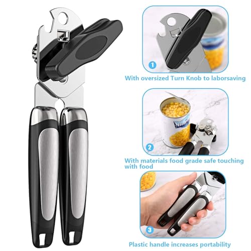 Image of Can Opener Tin Cutter Heavy Duty Stainless Steel Multipurpose Opener for Bottles, Cans and Tins for Household, Outdoor Camping