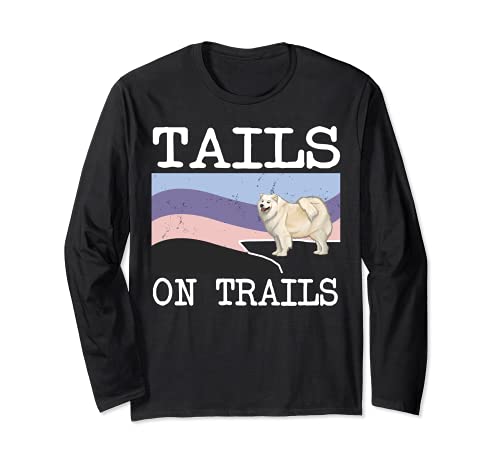 Samoyed Tails On Trails Funny Dog Hiking Long Sleeve T-Shirt, Black