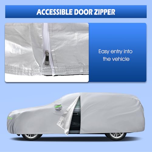 Image of Car Cover Fit for BMW X3 /X3 M 2011-2026, Migaven Waterproof Full Exterior Cover Sun Rain Protection with Door Zipper and Cotton Lining, Silver