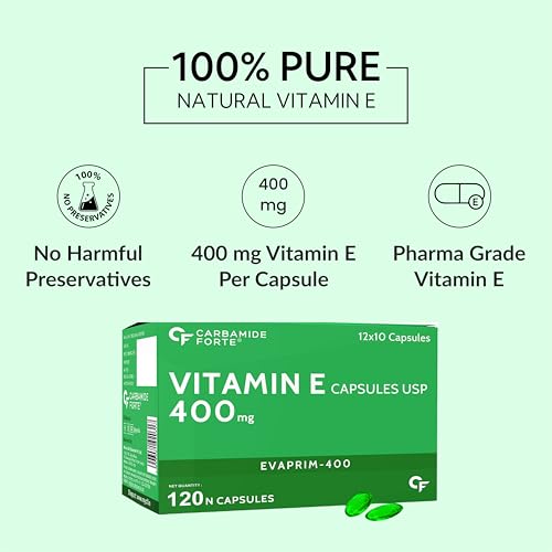 Carbamide Forte 400mg Vitamin E Capsules for Face and Hair 100% Natural Vitamin E Paraben Free- 120 Capsules - Image 3