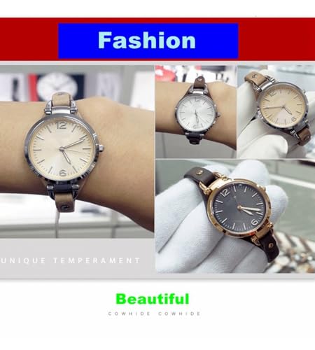 Pulseira de relógio feminina de 8 mm com barra de mola de couro de bezerro genuíno para Fossil ES314