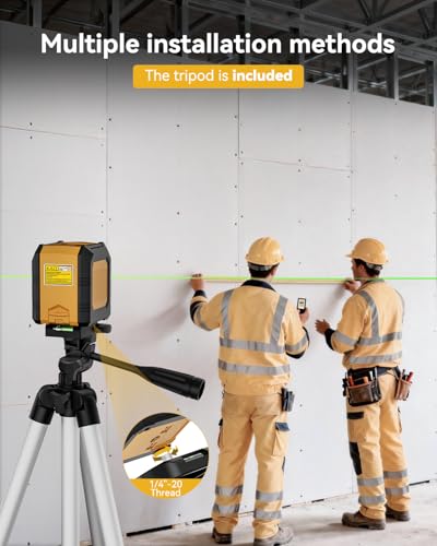 Image of Nikotek Laser Level with Tripod, Self-Leveling Green Beam Horizontal and Vertical Cross-Line Laser for Home Decoration Carrying Pouch, Battery Included