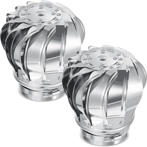 Yominerr 2 Unidades de Ventilador de Techo Sin Energía 110mm, Turbinas Eólicas, Ventilación de Ático para Casas, Fábrica, Ático, Granja, Ventilador con Tapa de Ventilación A Prueba de Fugas