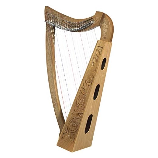 Design Toscano Celtic Knot Walnut Heather Harp Instrument and Display, 35 Inch, Walnut and Birch Wood, Natural
