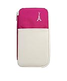 JAVOedge Pink Eiffel Tower Pattern Zipper Travel Organizer with Multiple Pockets for Passport, Boarding Passes, Tickets