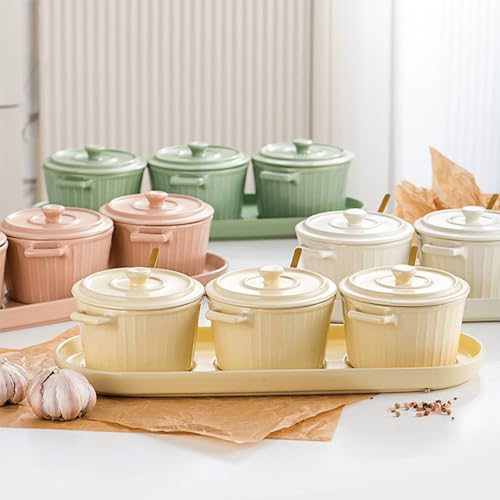 Zestaw ceramicznych słoików na przyprawy, ceramiczne pojemniki na przyprawy, pojemniki na przyprawy, ceramiczne słoiki na przyprawy do kuchni, pojemniki na żywność co