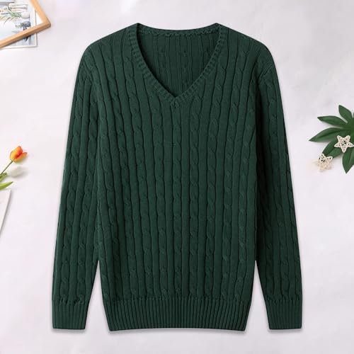 Mens Solid Color Long Sleeved V-Neck Sweaters Casual Cable Knit Pullover Sweater Slim Knitted Twist Sweaters2