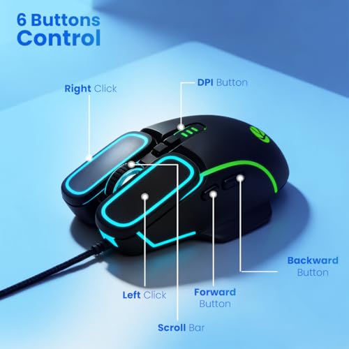 Image of LAPCARE Champ Voyager 7200 DPI Optical Sensor Gaming USB Mouse with Dazzling RGB Light | Marco 7G Keys | 5M Clicks | ABS Material | Rubber Oil + Laser Carving (Lgm 201)