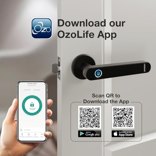 Image of Speedy Smart Bluetooth Door Lock for Wooden Doors | Fingerprint, App and Key Access | Fits 35-50mm Doors | 2 Year Warranty | Black
