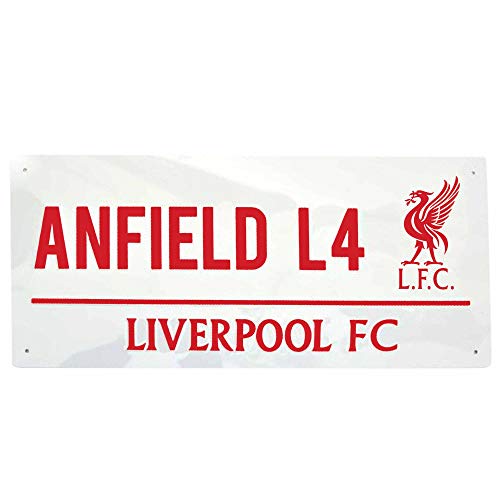 Official Liverpool Anfield Road & Football Crest Metal Street Sign (40cm x 18cm)