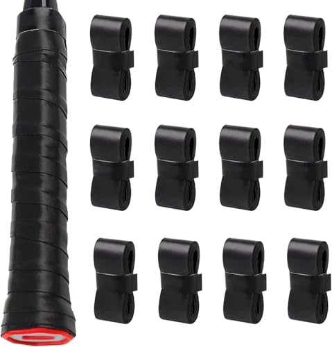 LK Sports Tennis Racket Grip Tape, 12 Pack, Absorbent and Anti-Slip Tennis Overgrip, Precut Soft Pickleball Paddle/Badminton Wrap Grips Tape Black