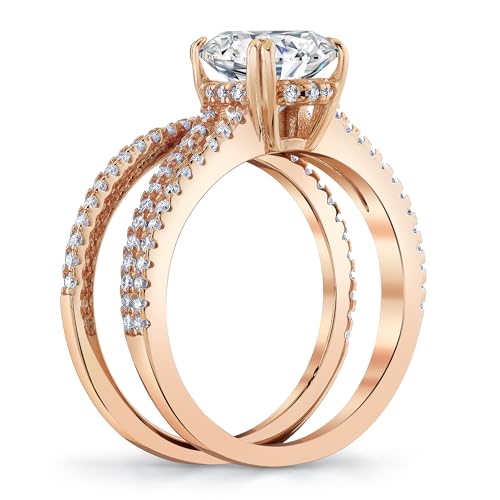 Metal Masters 2.5Ct Oval Moissanite Bridal Set Under Halo Engagement Ring 18K Rose Gold over Silver4