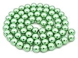 20 glänzende Glaswachsperlen in grün mit dem Durchmesser 12 mm.