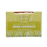 Rinse Bath & Body Lemongrass and Ginger Soap - Handmade Castile Lemongrass Soap w/Shea and Cocoa Butter | Moisturizing Bar Soap w/Ginger Essential Oil | Natural Bar Soap | Vegan| Gluten Free| 4.25oz