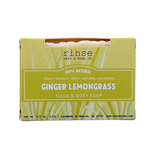 Rinse Bath & Body Lemongrass And Ginger Soap - Handmade Castile Lemongrass Soap W/Shea And Cocoa Butter | Moisturizing Bar Soap W/Ginger Essential Oil | Natural Bar Soap | Vegan| Gluten Free| 4.25Oz #TOP18