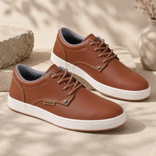 Image of ANALEAF Mens Casual Shoes Fashion Dress Sneakers | Lightweight, Business Oxfords, Lace-up Sneakers, Soft, Comfortable, Daily Wear Shoes