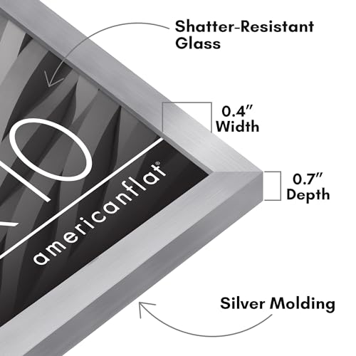 Americanflat 8x10 Picture Frame with Shatter-Resistant Glass - Streamline Collection - Thin Border Picture Frame for Tabletop and Wall Display - Hanging Hardware and Easel Stand Included - Silver
