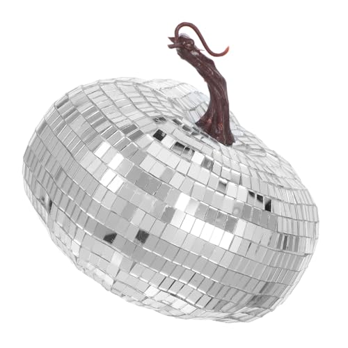 Beaupretty Bola de Discoteca Calabaza de Halloween Plateada de 15 Cm Vidrio Espejo Artesanal, de Mesa Decorativo para Fiestas de Hogar