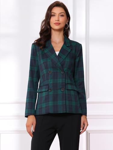 Allegra K Women's Notched Lapel Double Breasted Work Formal Blazer Jacket3