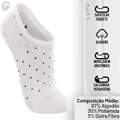 Kit 9 Pares Meia Soquete Lupo Sport Sapatilha Algodão Adulto | 2 Preto - 2 Cinza Mescla Claro - 2 Ro