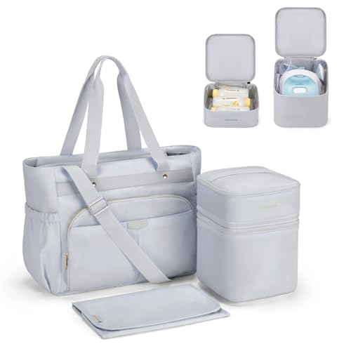 Image of mommore Breast Pump Bag with Cooler for Medela, Spectra S1, S2, Diaper Bag Tote with Changing Pad, Baby Bag for Work