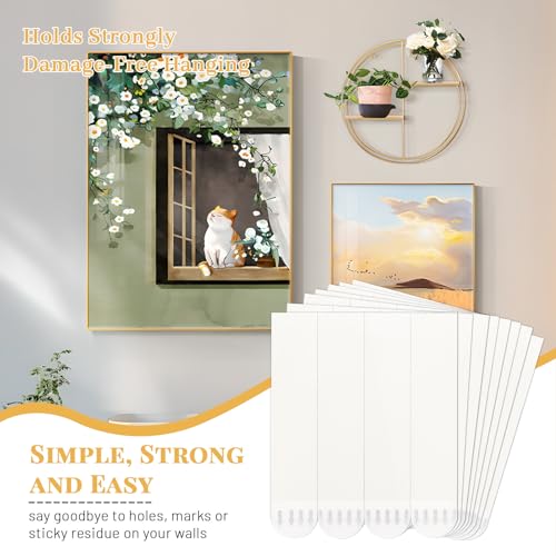 Image of 24 Pairs Adhesive Picture Hanging Strips, 0.7 inchx3.6 inch Damage Free Picture Hangers Without Nail, Command Strips for Posters Wall Decoration (Large-24 Pairs)