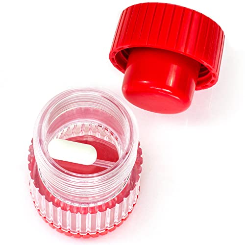 Image of HealthSmart Pill Crusher and Grinder, Crushes Vitamins and Tablets, Holds Up to 2 Pills, With Ergonomic Grips, Red