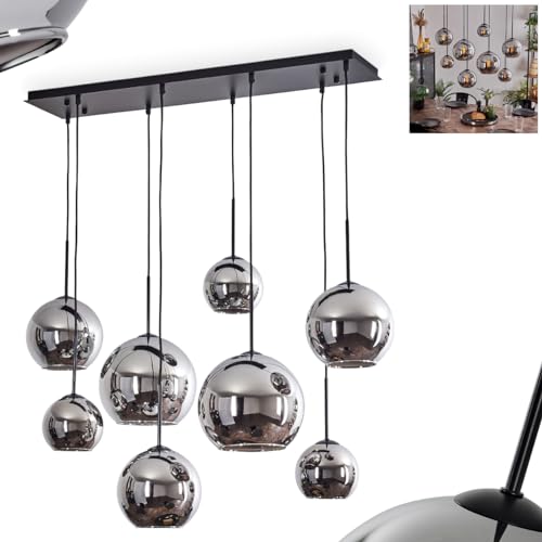 HOFSTEIN Suspension Koyoto en métal/verre noir/chromé Luminaire au design vintage/rétro avec abat-jour en verre (Ø 15 cm, 20 cm, 25 cm), hauteur max. 147...