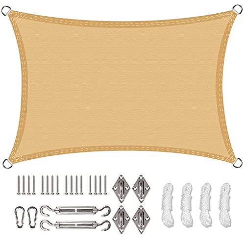 CHBIN Sun Shade Sail 4x6m UV Block Awning Sunscreen Awing Resistant Durable for Outdoor Patios Backyard Pergola Decking, Yellow