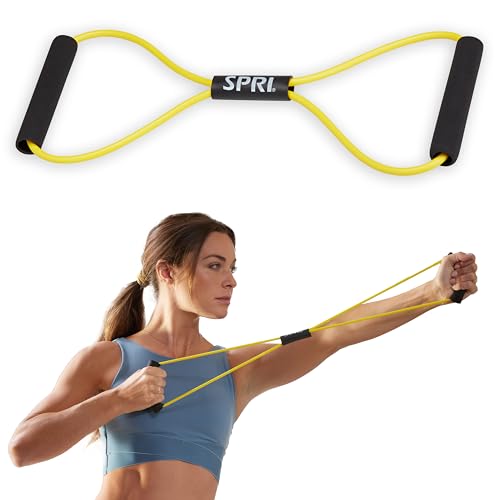 SPRI Ultra Toner Figure 8 Resistance Band with Padded Handles Great for Stretch, Exercise, Fitness Training, Yoga, Resistance Weights, Therapy, Gym or Home Workout Equipment.