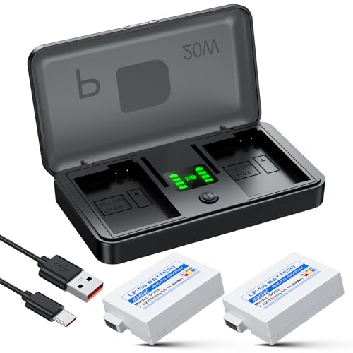 LP-E8 Battery 1600mAh (2-Pack) with PD 20W USB Fast Charger & LED Display Set for Canon Rebel T2i T3i T4i T5i 550D 600D 650D 700D Kiss X4 X5 X6 X6i X7i Rechargeable Batteries Case
