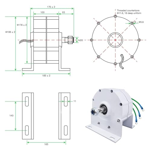 Kit generatore per turbina eolica con regolatore di Carica, apparecchiatura per la Produzione di energia elettrica Verticale, generatore trifase Senza Ingranaggi a magneti permanenti da 1200