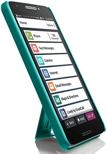 Nakedcellphone Case for Jitterbug Smart2, [Teal Mint Cyan] Slim Ribbed Rubberized Hard Shell Cover [with Kickstand] for GreatCall Jitterbug Smart2 Phone (5049SJBS2, Smart-2)