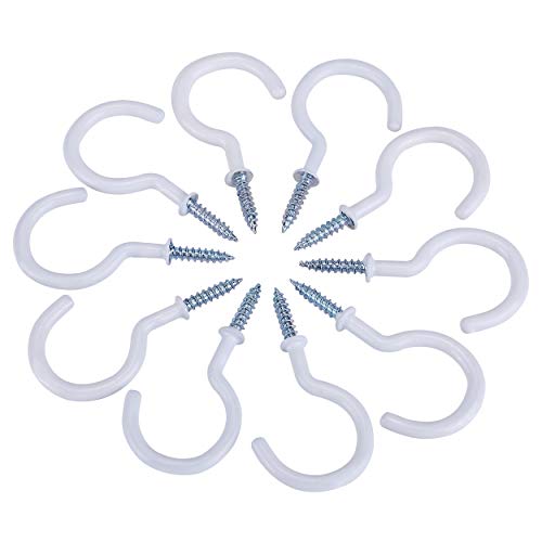 Credibby 12Pcs Ceiling Hooks For Hanging Plants With 12 Anchors, 2.9”– Steel Screw In Hooks With Vinyl Coating – Rust-Resistant & Heavy-Duty – Perfect White Hooks For String Lights & Kitchen Utensils #TOP7