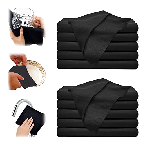 10 Pièces Chiffon de Nettoyage Magique épaissi, Chiffon de Nettoyage en Microfibre sans Traces, Serviettes en Chiffon Réutilisables pour le Verre,le Vitres,le Miroir,la Cuisine et la Voiture (30x30cm) Cover