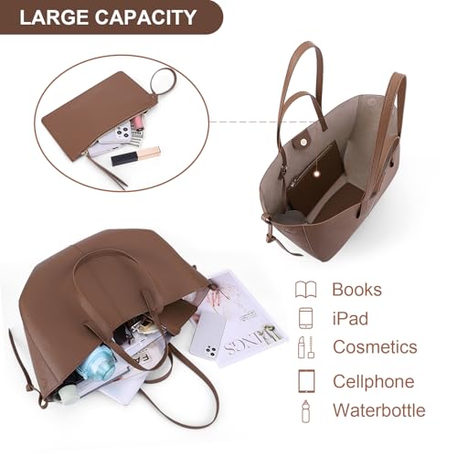 Image of Juoxeepy Work Bag Faux Leather Tote Bag for Women Trendy Handbag Purse Fall Shoulder Bag with Magnetic Closure