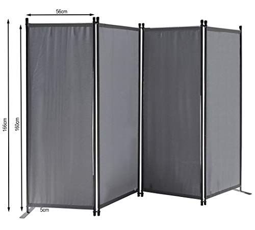 QUICK STAR Paravent 4 Teilig 165 x 220 cm Beige - Garten & Balkon Sichtschutz Stellwand Innen & Außen - Raumteiler Trennwand Faltbar Blickdicht & Wetterfest