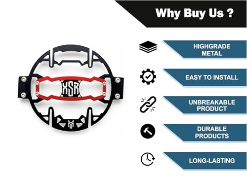 Image of Headlight Protector Grill for XSR 155, Rust-Resistant, Easy Installation, Headlight Guard Jaali Red Batch with Branded Design Compatible For Yamaha XSR 155