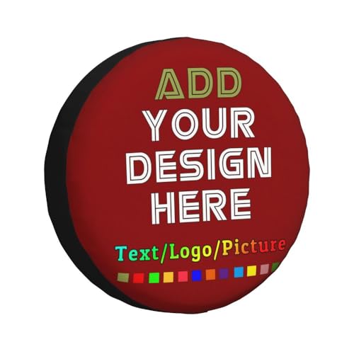 Image of Custom Spare Tire Cover, Personalized Text Image Waterproof Dust-Proof Universal Wheel Covers Protectors Fits Tire for Trailer RV SUV Truck Camper, DarkRed