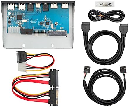 Hima USB3.0 front panel hub, optical drive 5.25'' panel computer expansion board, 7 ports support Type-C, USB 3.0, USB 2.0, microphone input and audio output ports support SATA hard drive chassis DIY