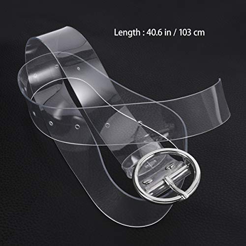 Women Belt Joker Resin Plastic Full Transparent Belt Round Shape Buckle Belt Jeans Accessories, 14