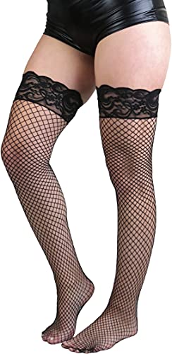 Image of ToBeInStyle Women's Vibrant Large Net Fishnet Thigh High Elastic Nylon Novelty Stockings