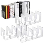 4 Pack Clear Acrylic File Sorter, Sturdy Desktop Book Folder Organizer, 4 Section Purse Handbag Clutch Divider for Closet, Office Storage Rack Holder for Letter, Binder, Document, Electronics